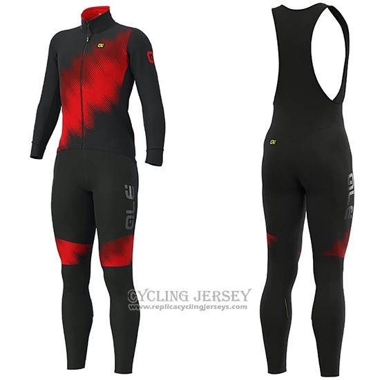 2019 Cycling Jersey Ale Pulse Red Black Long Sleeve And Bib Tight